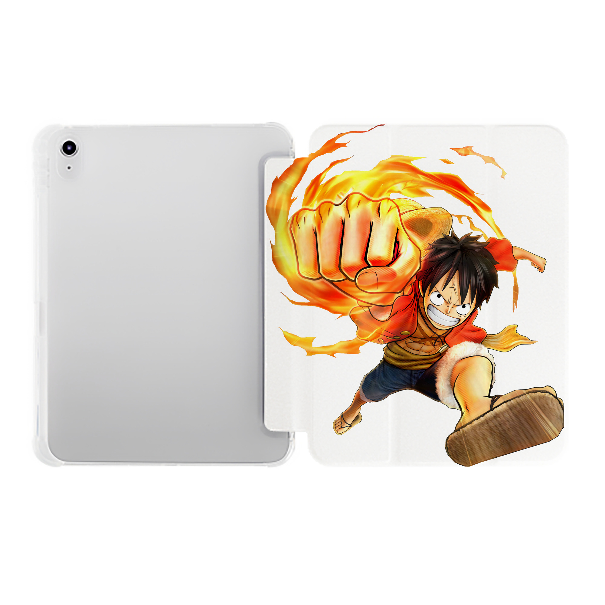 （画像用） ワンピース モンキー・D・ルフィ ONE PIECE Monkey D. Luffy IPad ケース ペン収納付き 三つ折りスタンド PUレザー×シリコン 対応機種9.5/10.5/10.9インチ